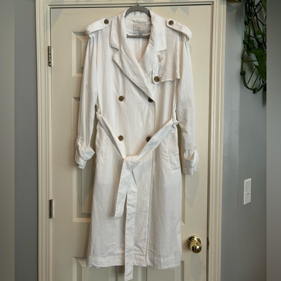 a new day Jackets & Blazers - NWOT White Linen-Blend Trench Coat